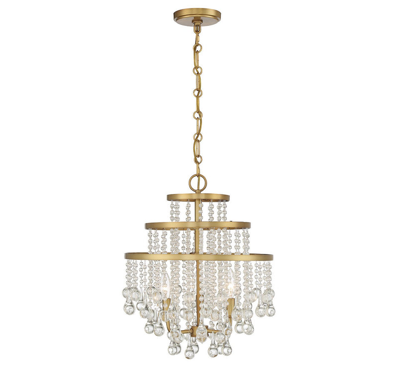 Luna 3-Light Crystal Pendant in Warm Brass
