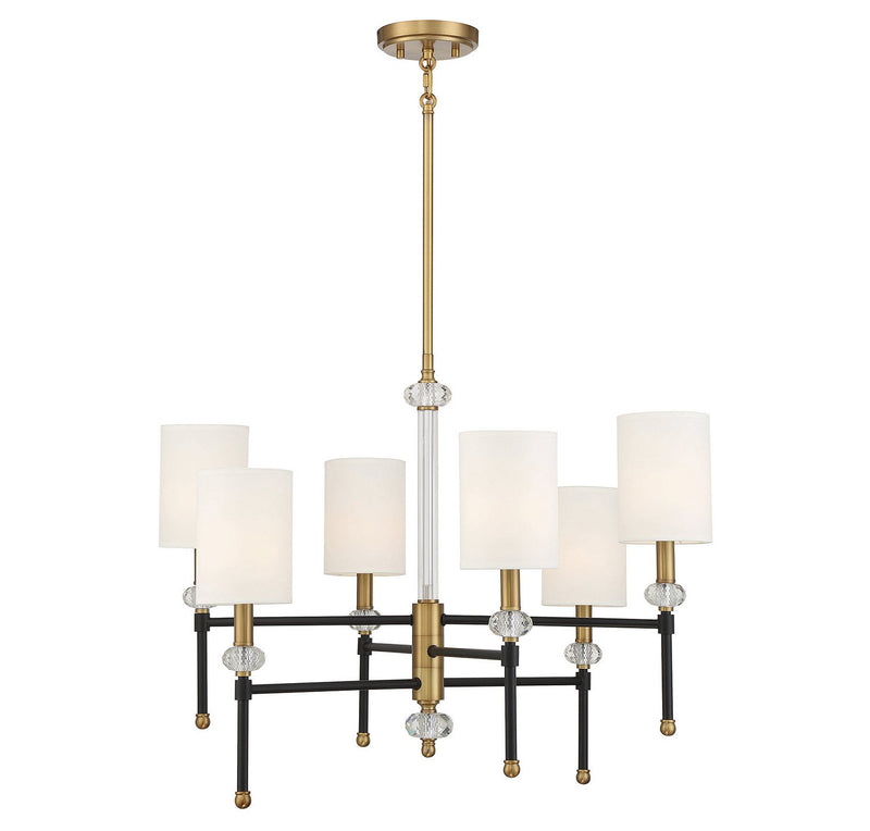 Tivoli 6-Light Chandelier in Matte Black with Warm Brass Accents