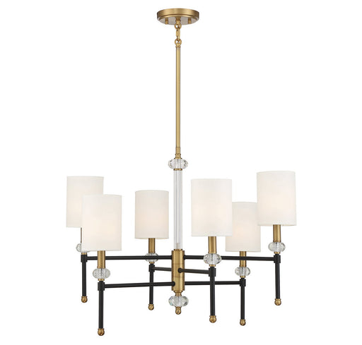 Tivoli 6-Light Chandelier in Matte Black with Warm Brass Accents