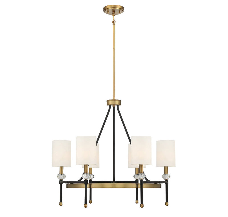 Tivoli 6-Light Cage Chandelier in Matte Black with Warm Brass Accents
