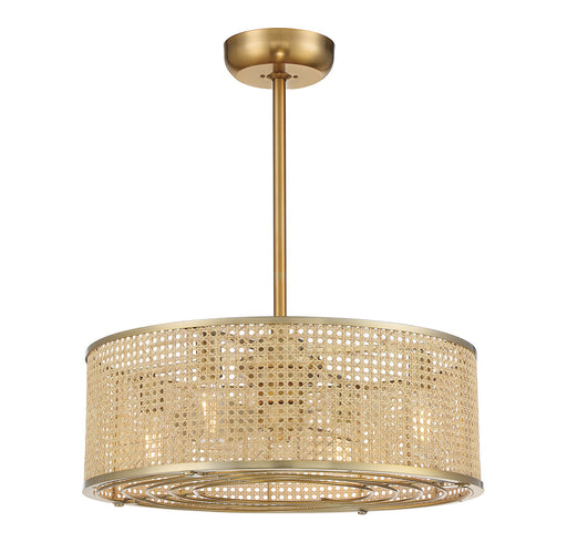 Astoria Four Light Fan D'lier in Warm Brass