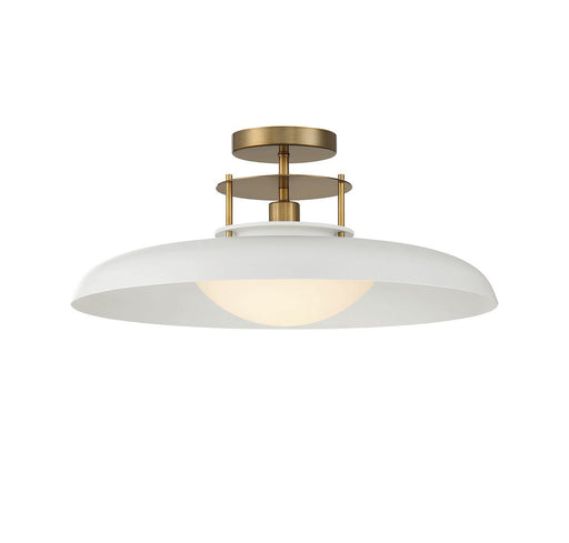 Gavin Semi-Flush Mount in White with Warm Brass Accents