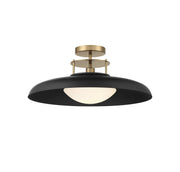 Gavin Semi-Flush Mount in Matte Black with Warm Brass Accents
