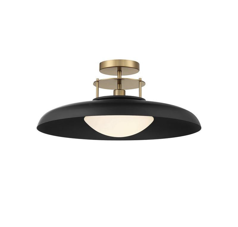 Gavin Semi-Flush Mount in Matte Black with Warm Brass Accents