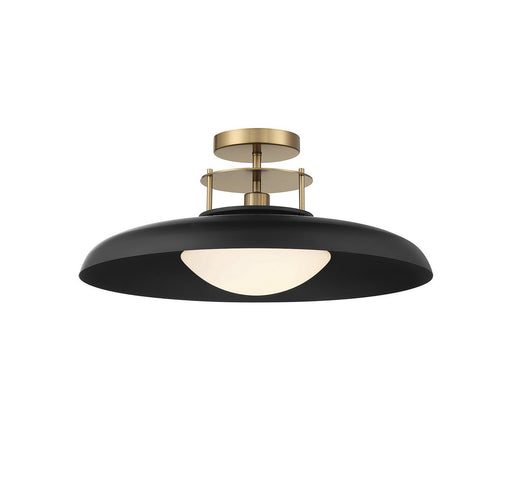 Gavin Semi-Flush Mount in Matte Black with Warm Brass Accents