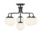 Marco 6-Light Opal Glass Semi-Flush Mount in Matte Black