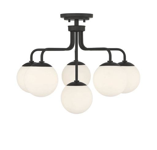 Marco 6-Light Opal Glass Semi-Flush Mount in Matte Black