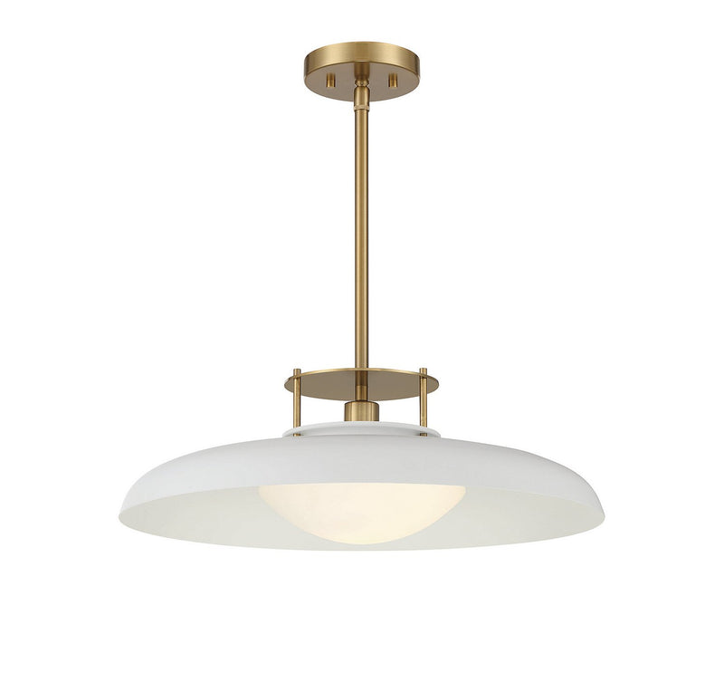 Gavin Pendant in White with Warm Brass Accents