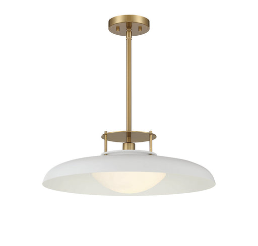 Gavin Pendant in White with Warm Brass Accents