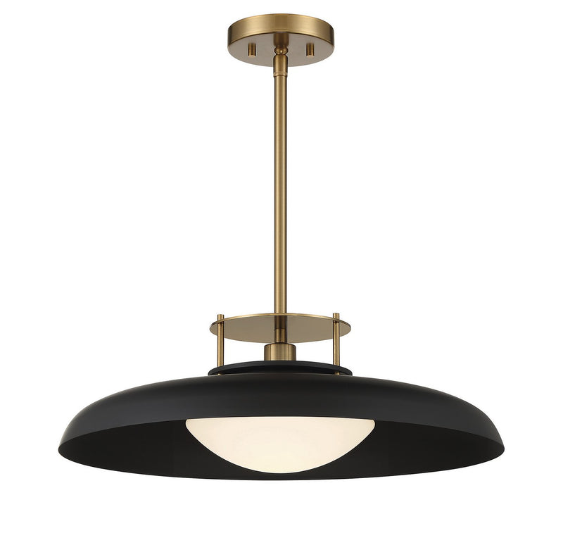 Gavin Pendant in Matte Black with Warm Brass Accents
