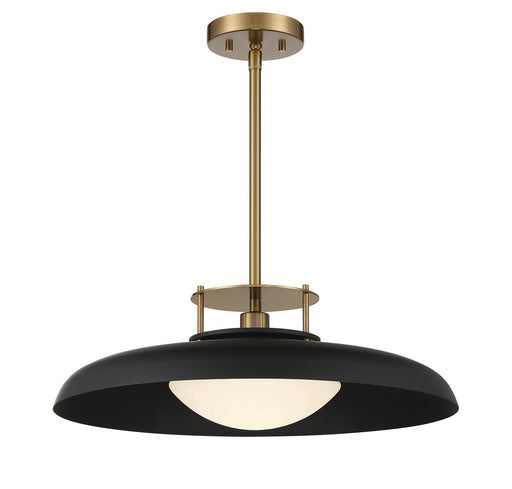 Gavin Pendant in Matte Black with Warm Brass Accents