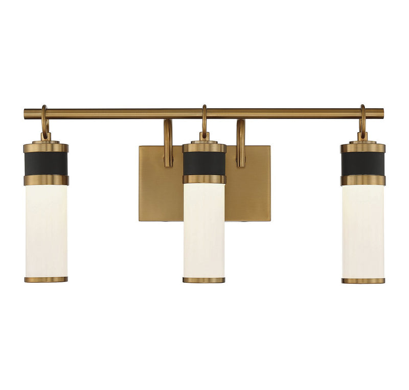 Abel 3-Light Bath Vanity Light in Matte Black with Warm Brass Accents