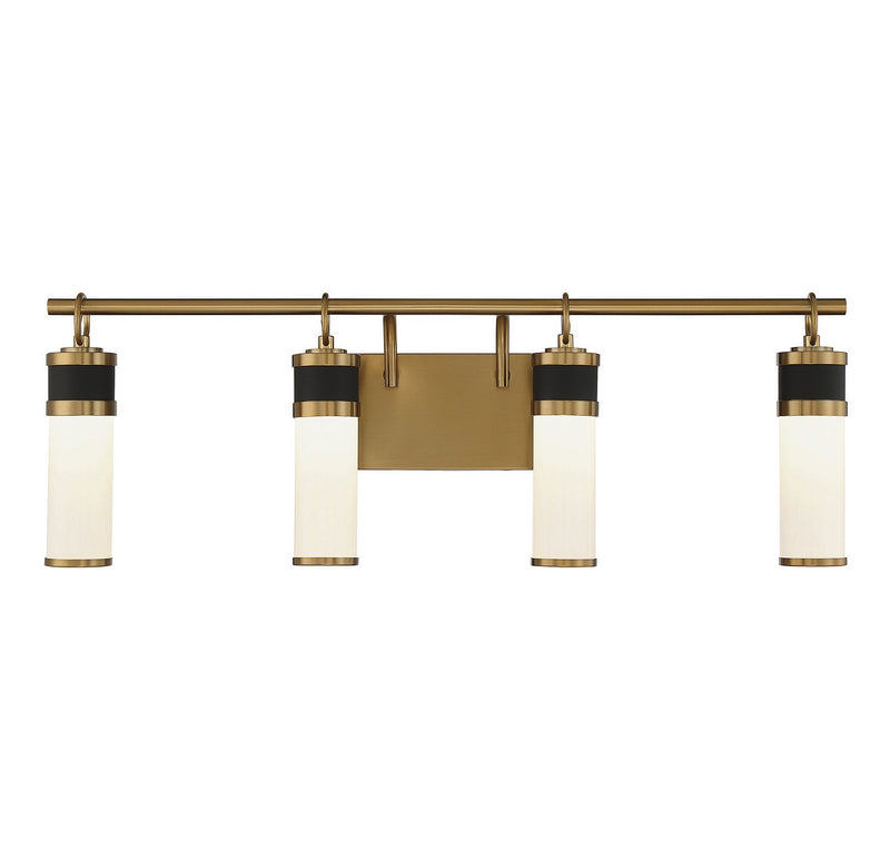 Abel 4-Light Bath Vanity Light in Matte Black with Warm Brass Accents