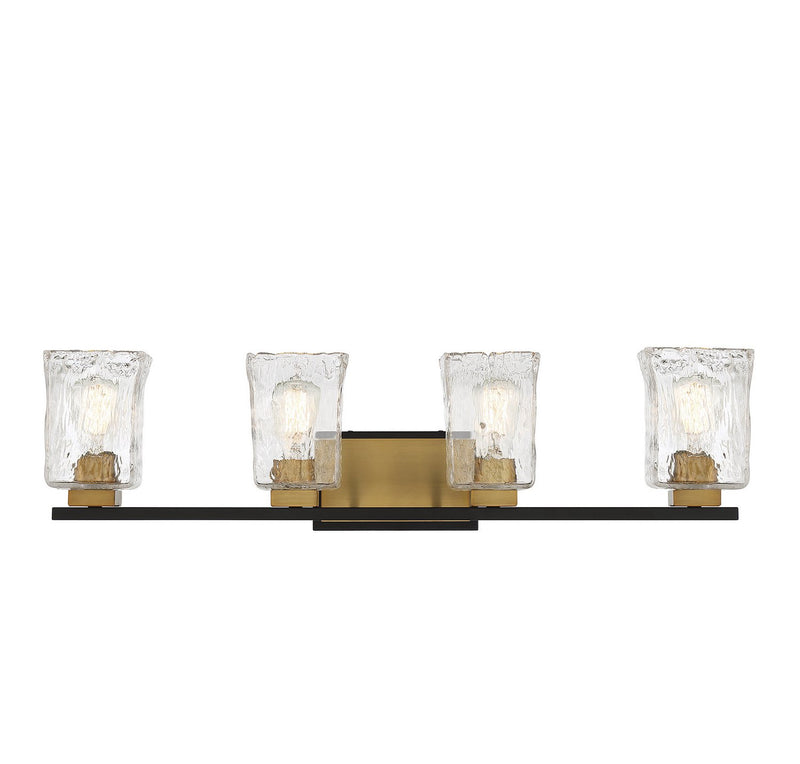 Sidney 4-Light Bath Vanity Light in Matte Black with Warm Brass Accents