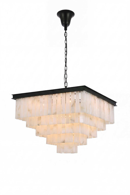 Sydney 34" 21-Light Chandelier in Matte Black And Frosted White