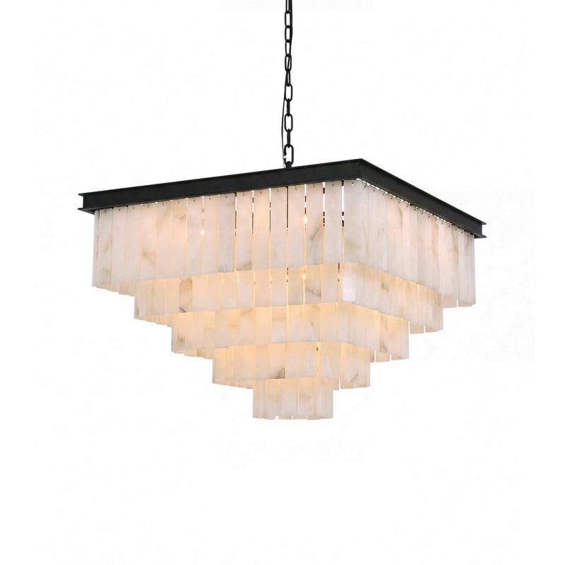 Sydney 34" 21-Light Chandelier in Matte Black And Frosted White