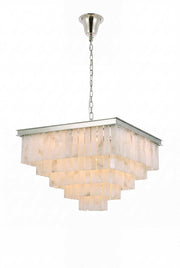 Sydney 34" 21-Light Chandelier in Polished Nickel And Frosted White