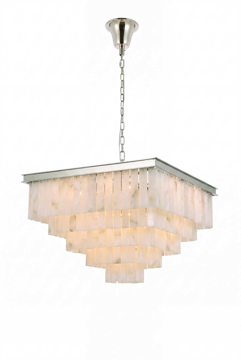Sydney 34" 21-Light Chandelier in Polished Nickel And Frosted White