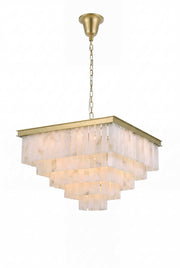 Sydney 34" 21-Light Chandelier in Satin Gold And Frosted White