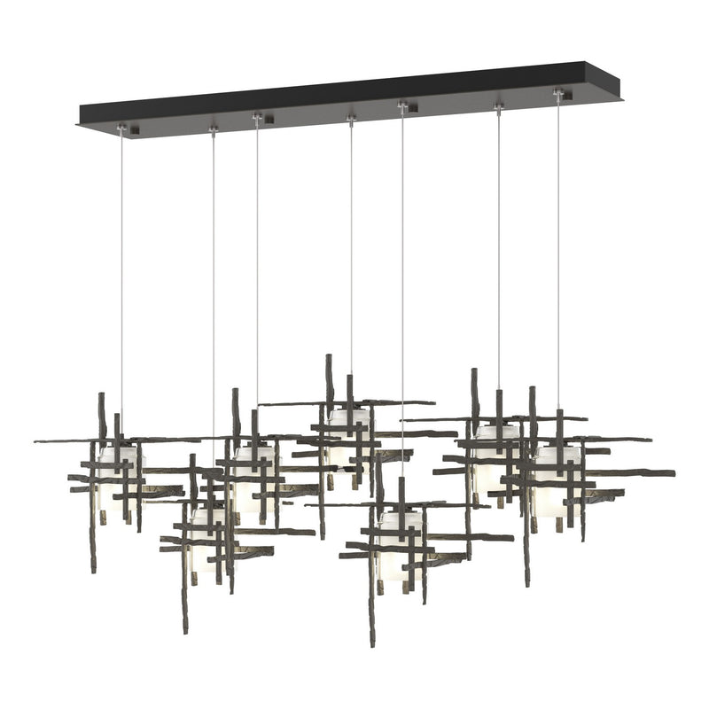 Tura 7-Light Frosted Glass Pendant in Dark Smoke - 131096-SKT-STND-07-YC0305 by Hubbardton Forge