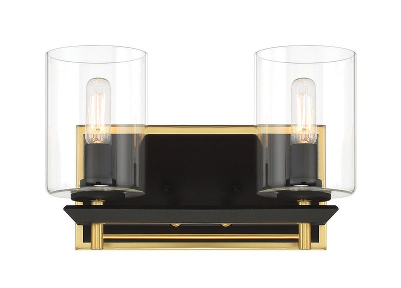 Sable Point 2-Light Bath Vanity Light in Sand Black with Honey Gold