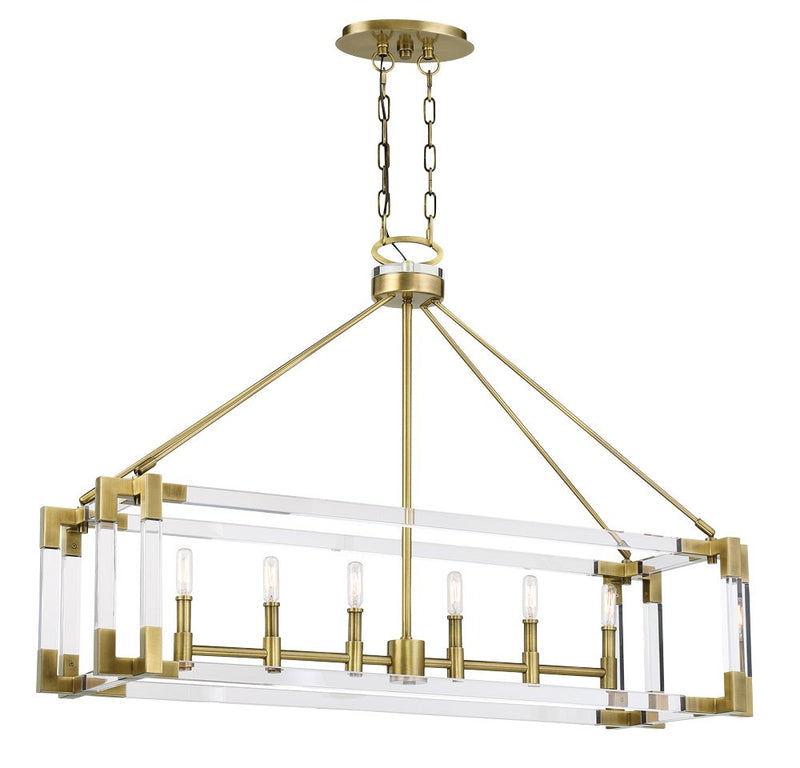 Prima Vista 6-Light Linear Chandelier in Aged Antique Brass
