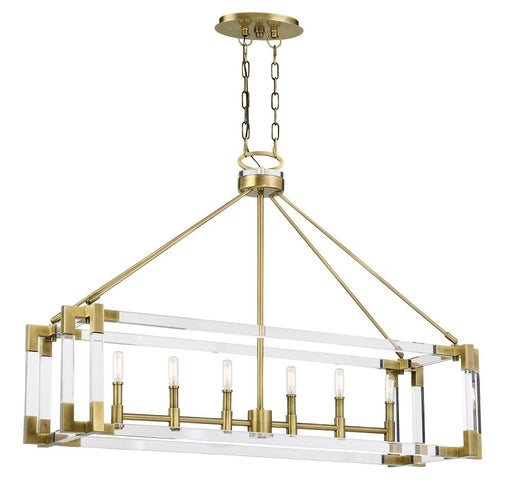 Prima Vista 6-Light Linear Chandelier in Aged Antique Brass