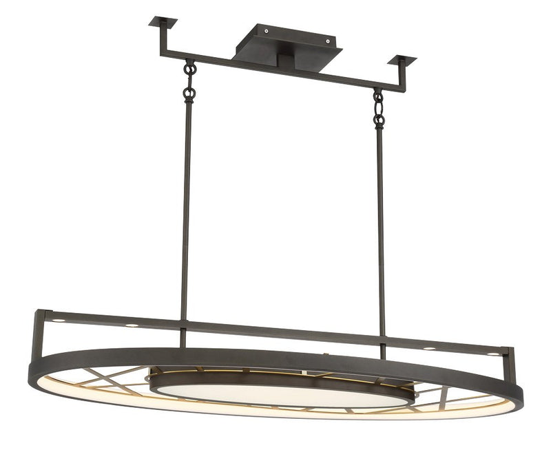 Tribeca 44" LED Linear Chandelier in Smoked Iron and Soft Brass