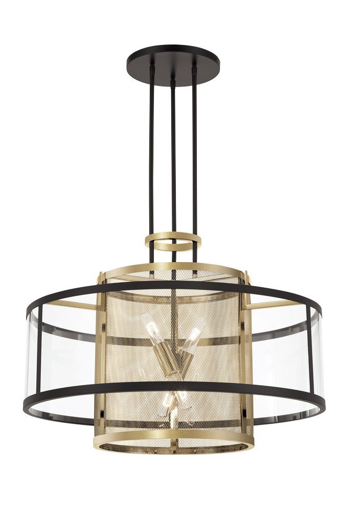 Soho by Robin Baron 4-Light Chandelier in Coal and Soft Brass