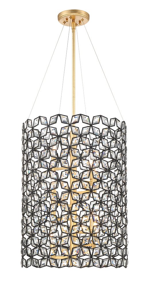 Brookcrest 8-Light Foyer Pendant in Sand Coal with Gold Leaf
