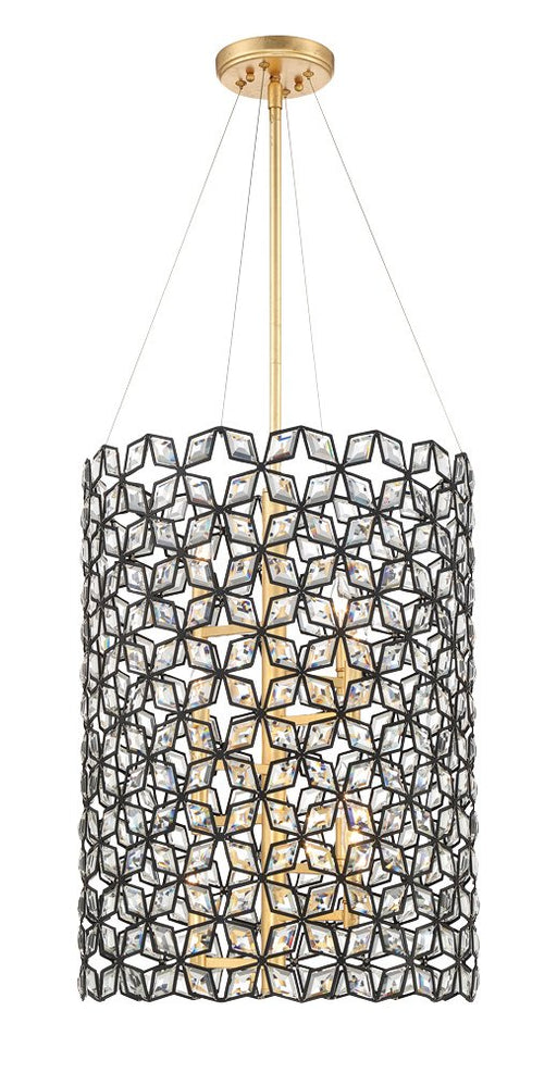 Brookcrest 8-Light Foyer Pendant in Sand Coal with Gold Leaf