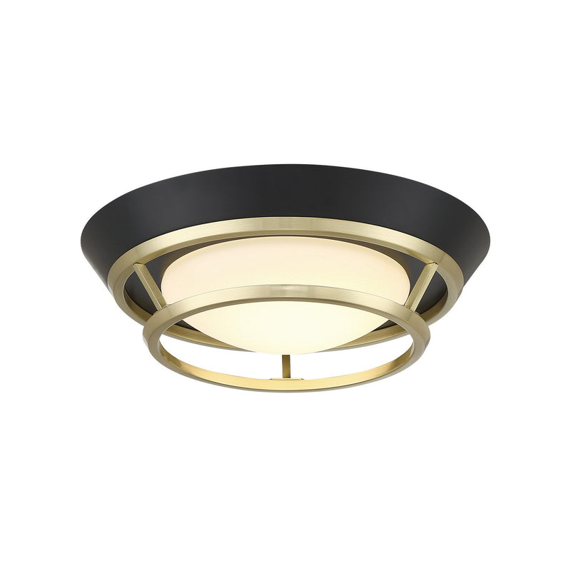 Beam Me Up 11" LED Flush Mount in Coal Black and Satin Brass