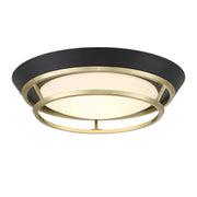 Beam Me Up 14" LED Flush Mount in Coal Black and Satin Brass