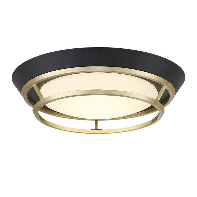 Beam Me Up 14" LED Flush Mount in Coal Black and Satin Brass
