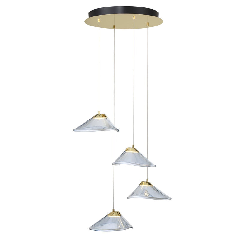 Sneer 4-Light LED Pendant in Coal and Sun Gold