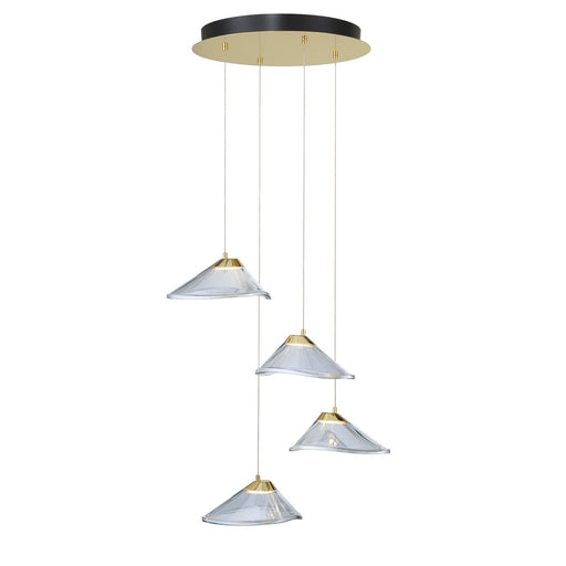 Sneer 4-Light LED Pendant in Coal and Sun Gold