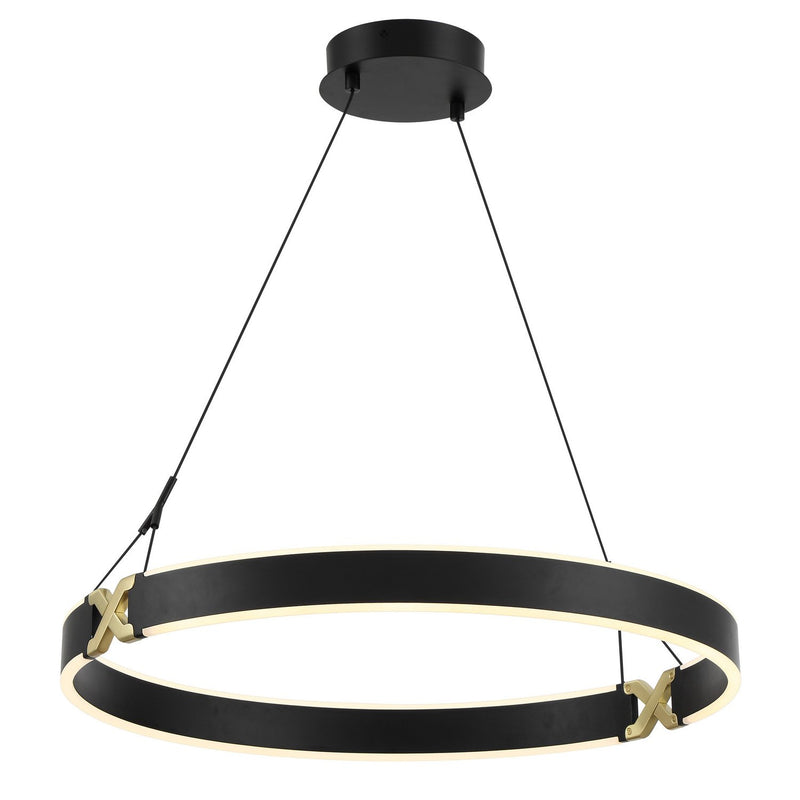 Recovery X Small LED Pendant in Coal Black and Satin Brass