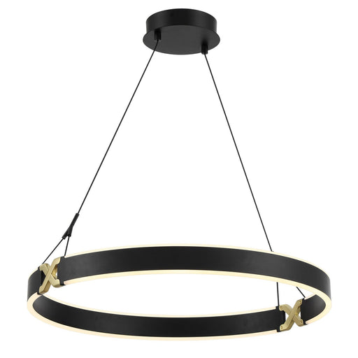Recovery X Small LED Pendant in Coal Black and Satin Brass