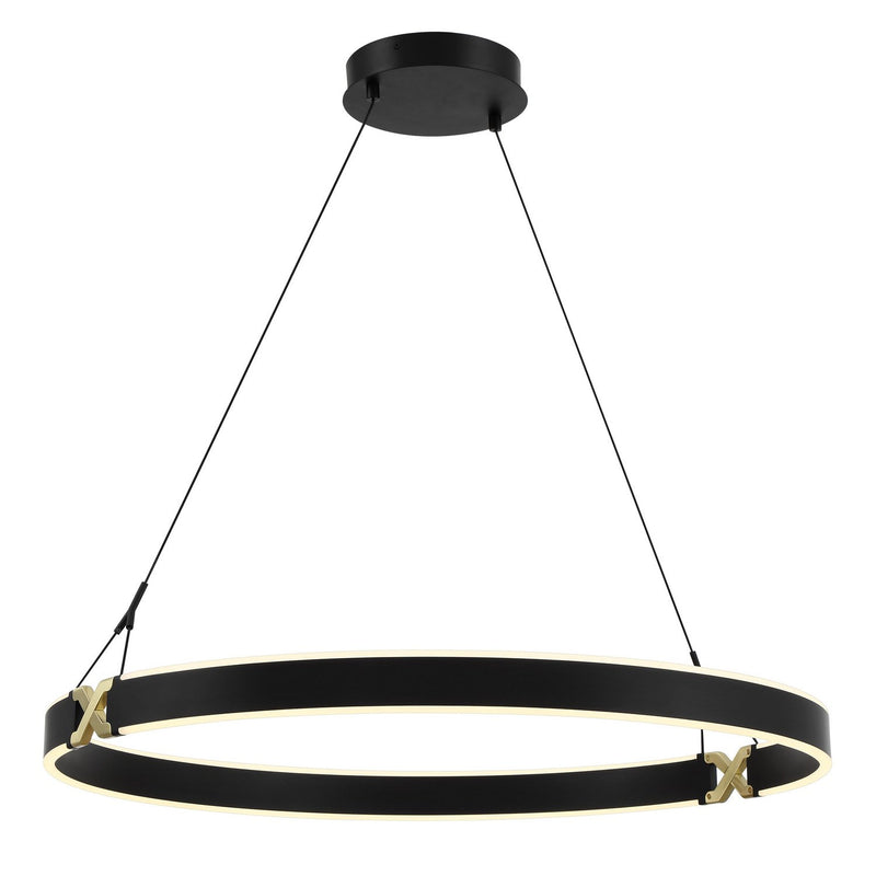 Recovery X Large LED Pendant in Coal and Satin Brass