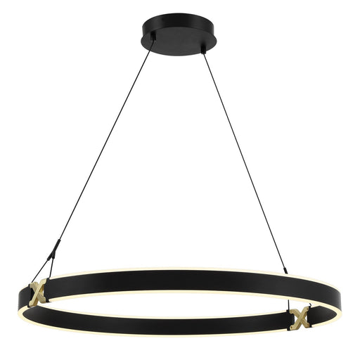 Recovery X Large LED Pendant in Coal and Satin Brass