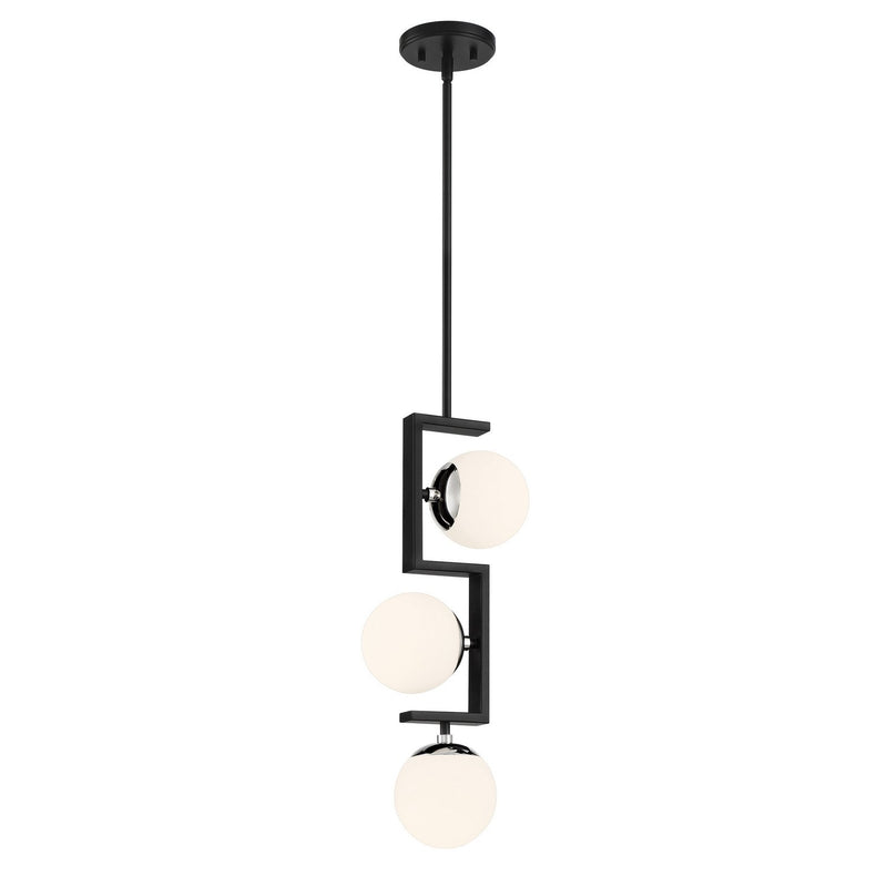 Alluria II 3-Light Pendant in Polished Nickel and Coal