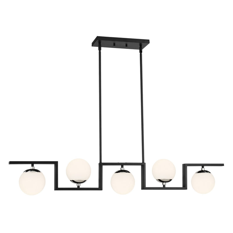 Alluria II 5-Light Linear Chandelier in Polished Nickel and Coal