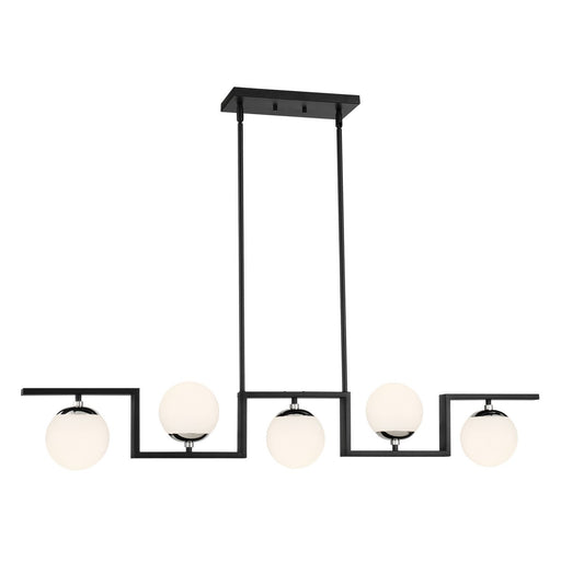 Alluria II 5-Light Linear Chandelier in Polished Nickel and Coal