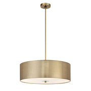 Grid 4-Light Pendant in Soft Brass