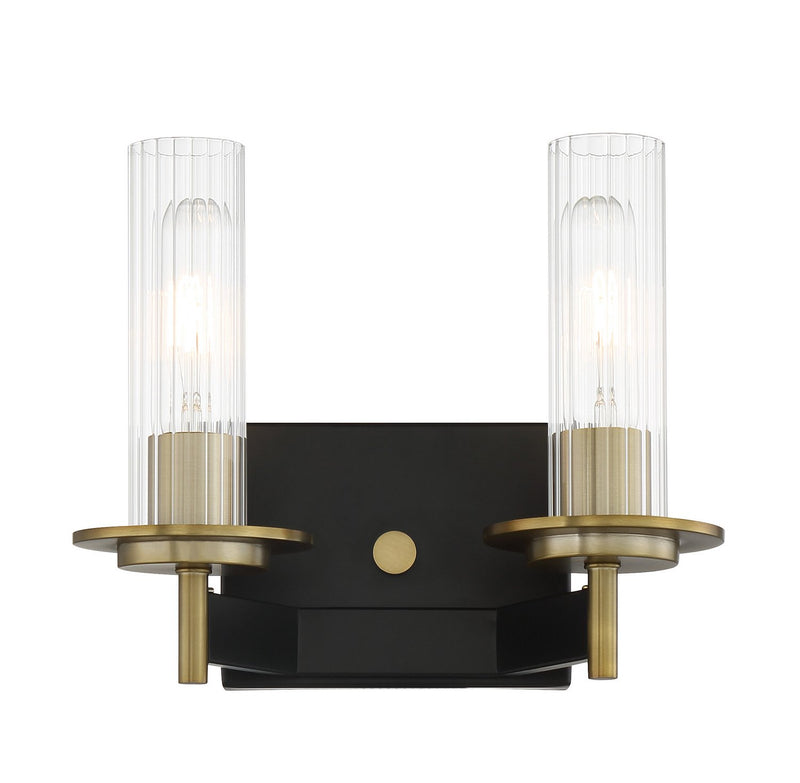 Baldwin Park 2-Light Bath Vanity Light in Coal and Soft Brass