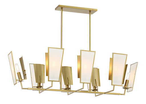 Ricochet 8-Light Linear Chandelier in Soft Brass