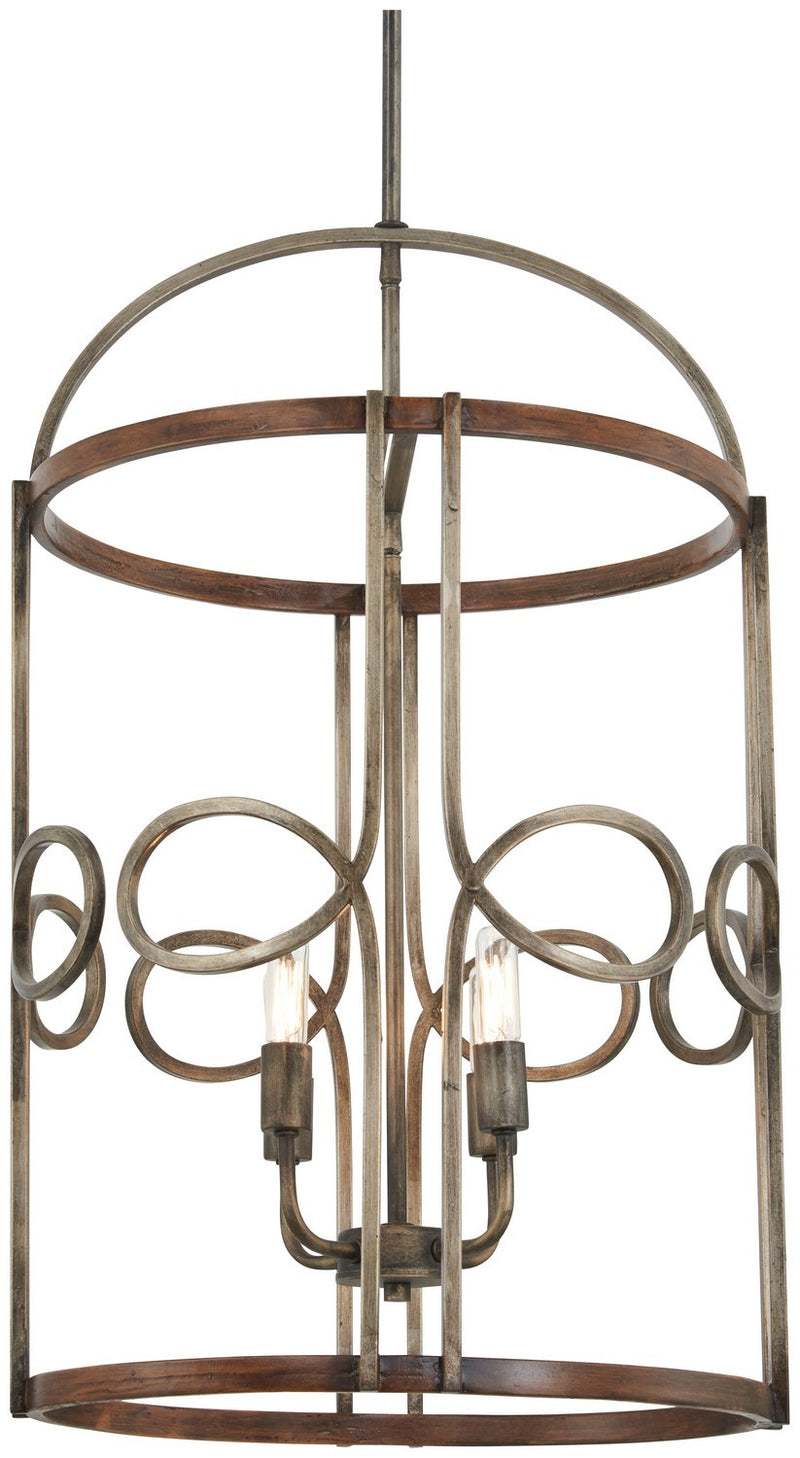 Yorkville 4-Light Lantern Pendant in Aged Darkwood w/Silver Patina