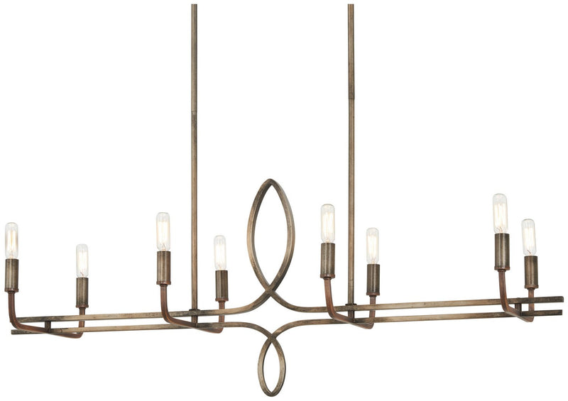 Yorkville 8-Light Linear Chandelier in Aged Darkwood w/Silver Patina
