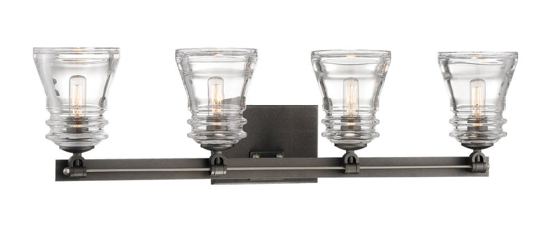 Graham Avenue 4-Light Bath Vanity Light in Smoked Iron and Brushed Nickel
