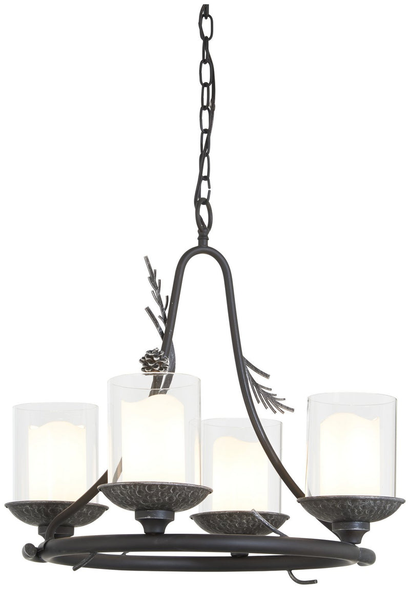 Ponderosa Ridge 4-Light Chandelier in Weathered Spruce w/Silver Highlights